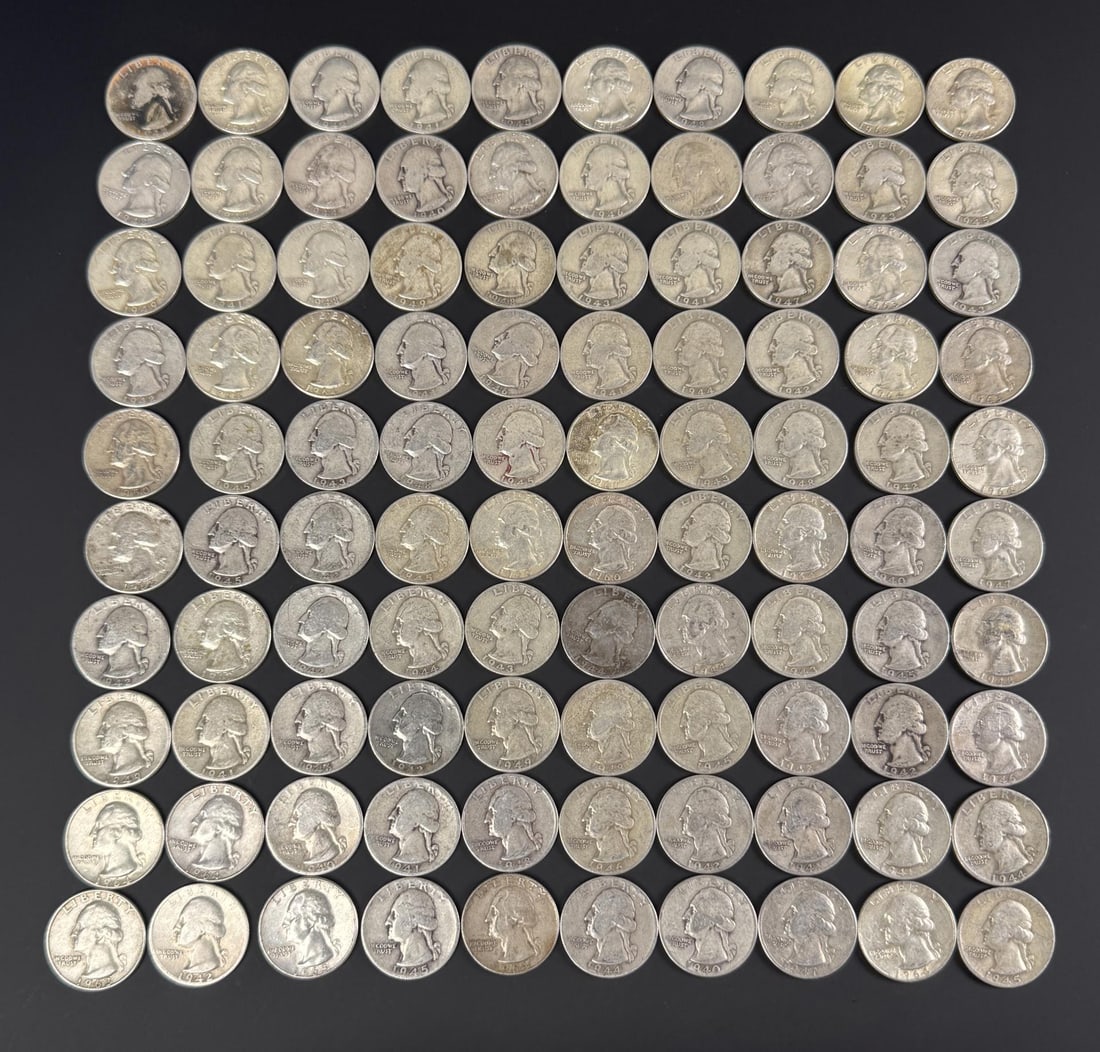 Collection of 100 Silver Quarters (1 of 3)