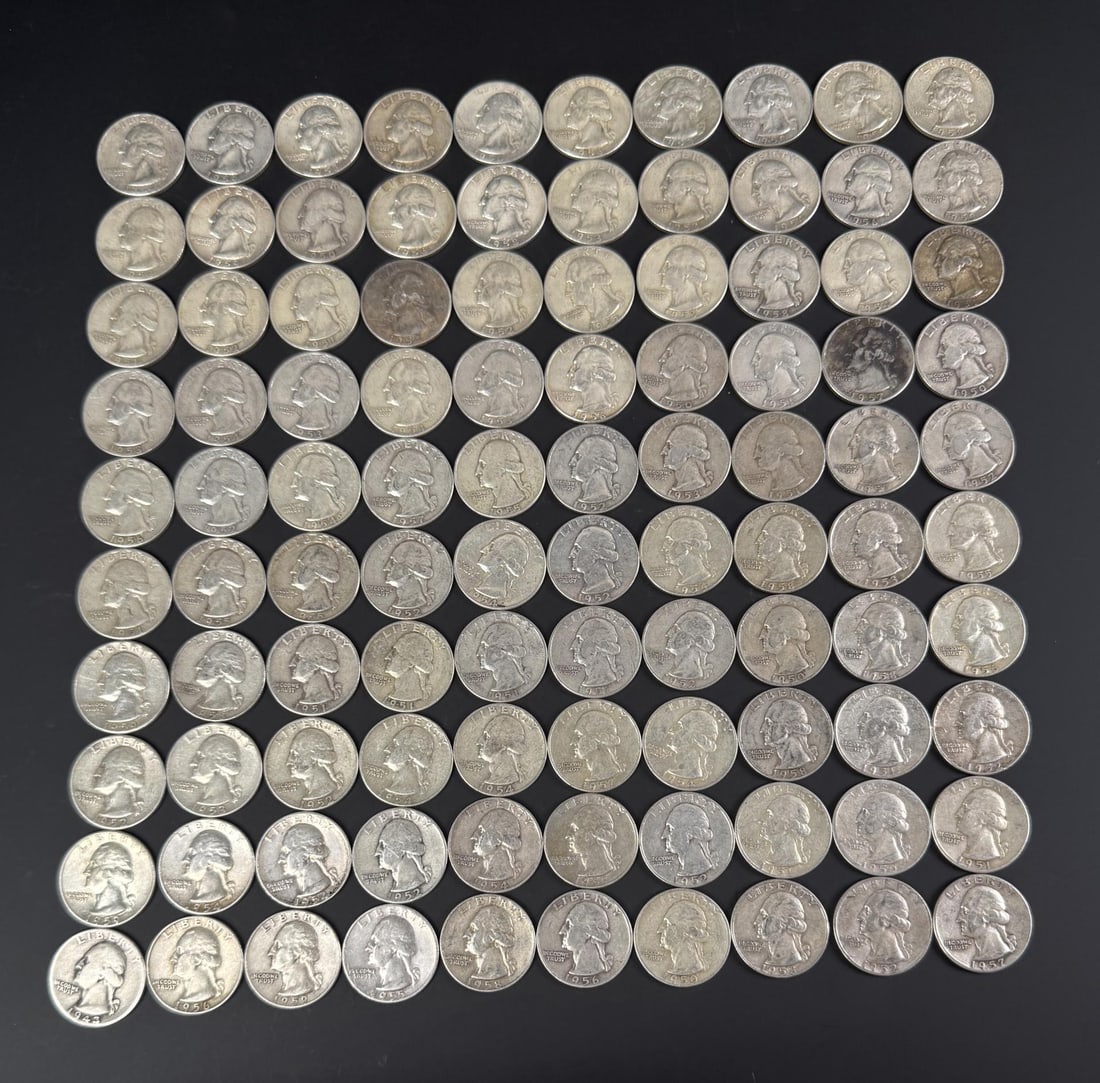 Collection of 100 Silver Quarters (1 of 3)