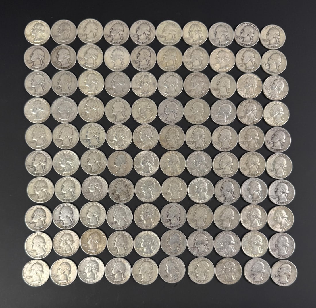 Collection of 100 Silver Quarters (1 of 3)
