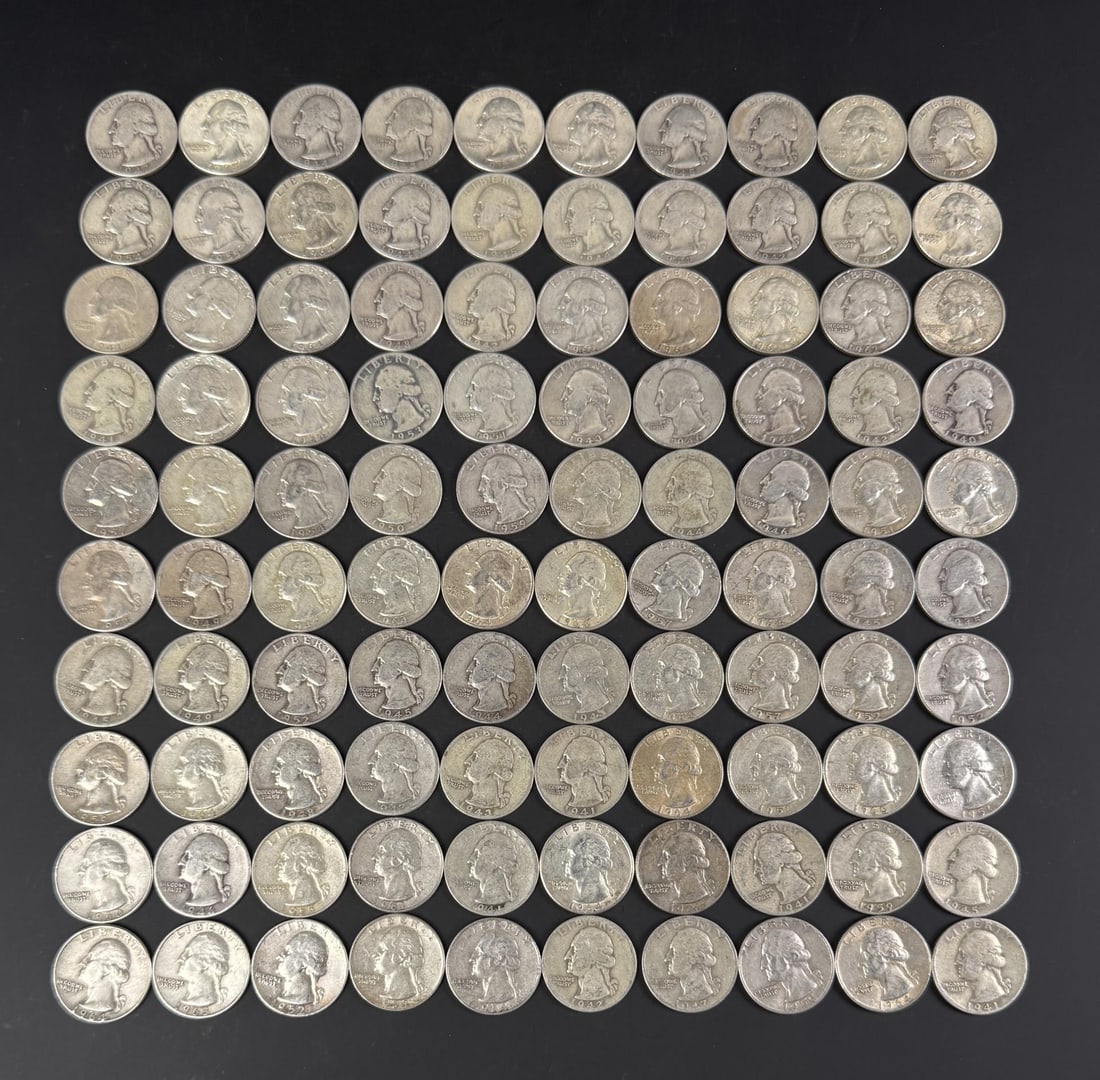 Collection of 100 Silver Quarters (1 of 3)