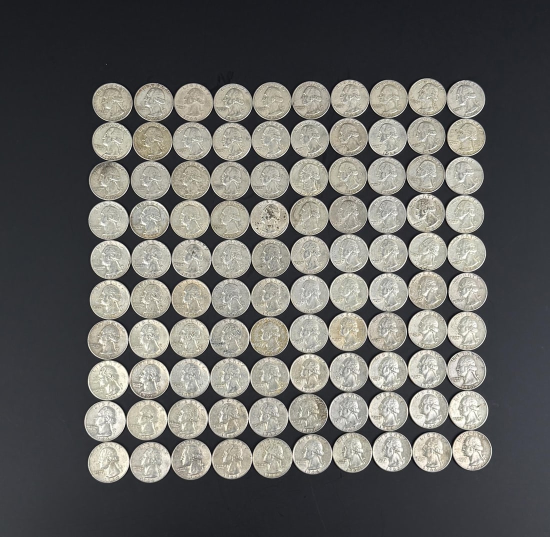Collection of 100 Silver Quarters (1 of 3)