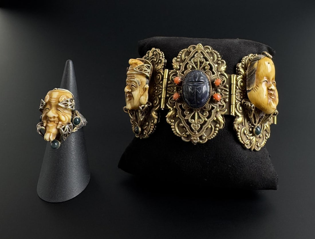 J. Braunstein Japanese Oni Theater Mask Bracelet: Also includes matching ring.