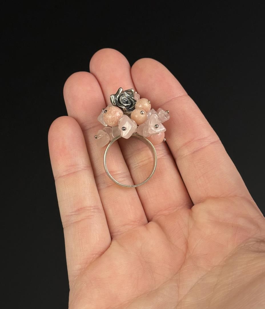 Sterling Silver Rose Quartz Ring - 3