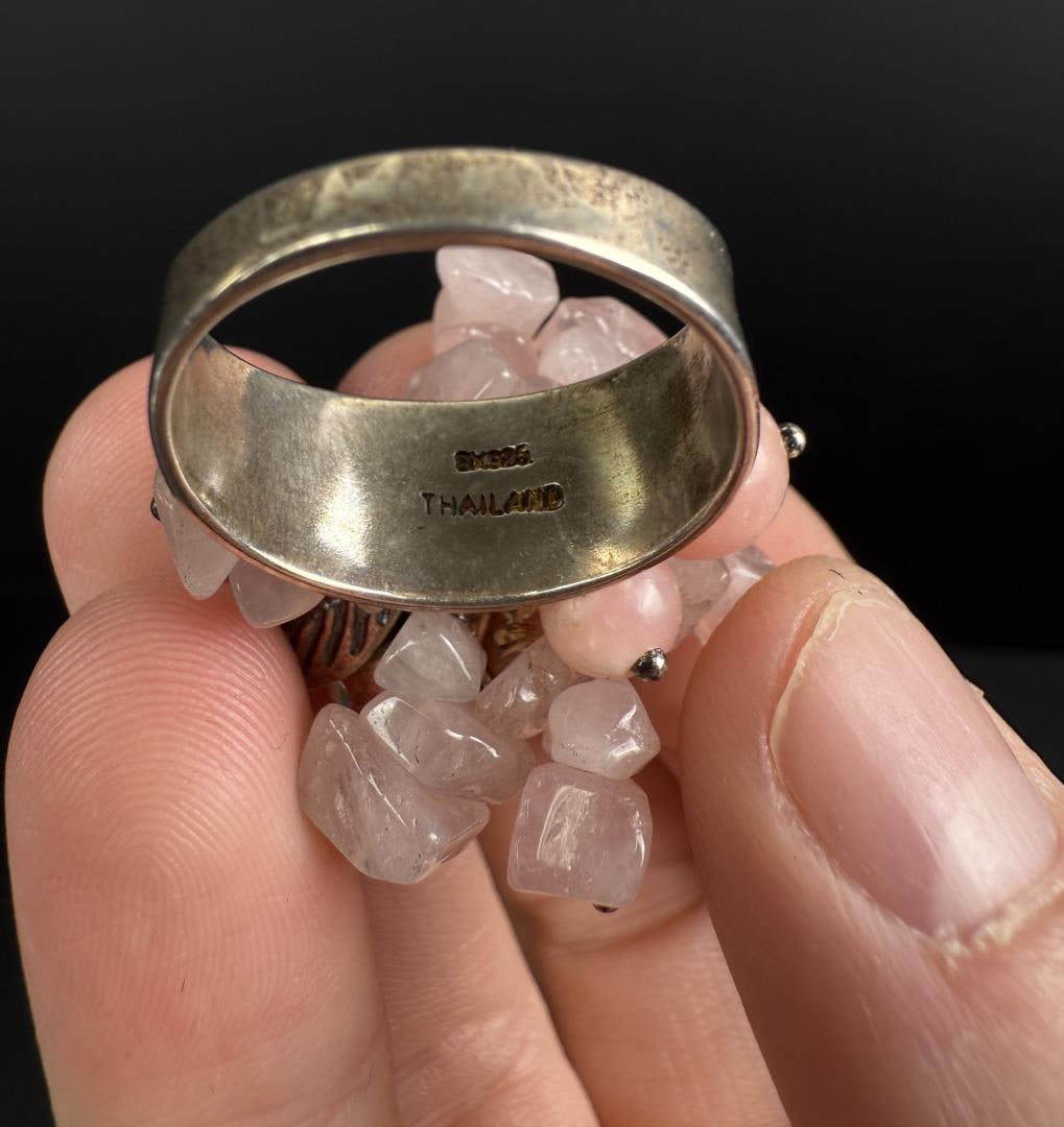 Sterling Silver Rose Quartz Ring - 4