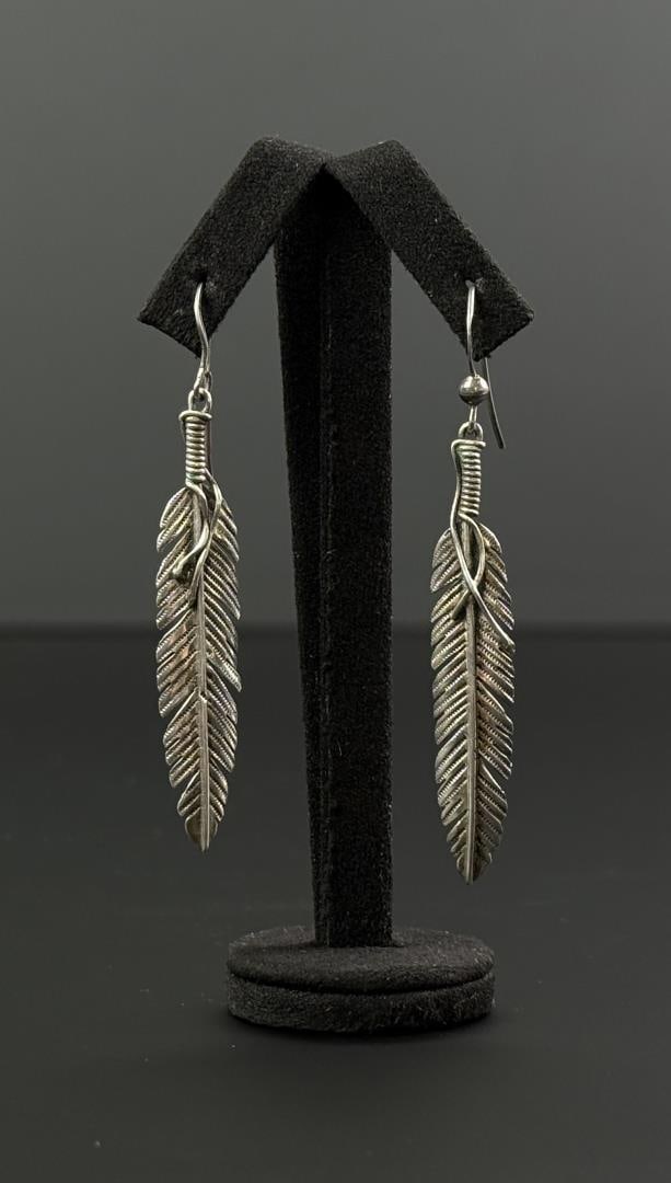 Navajo Sterling Silver Feather Earrings (1 of 4)