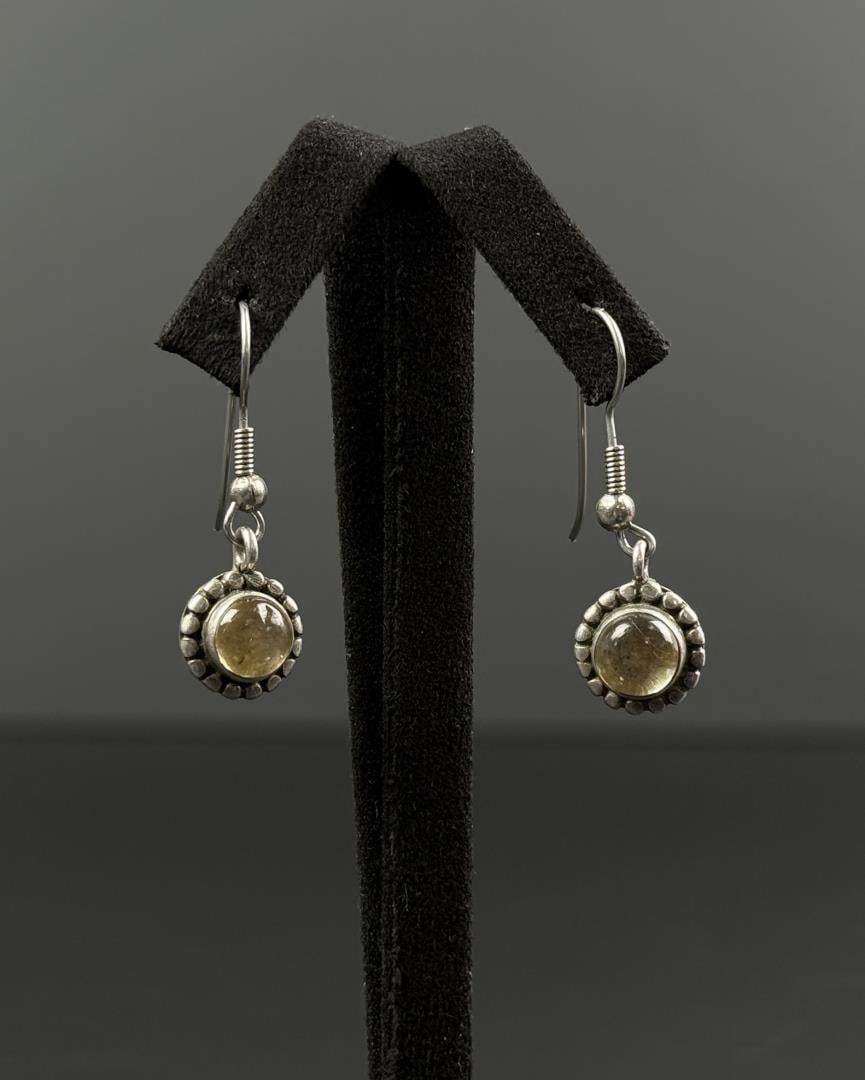Sterling Silver Moonstone Earrings: 1 3/8" long.