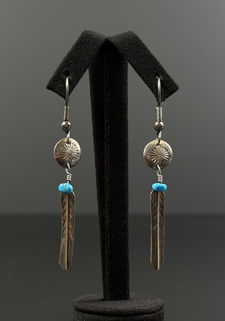 Navajo Sterling Silver Feather Earrings (1 of 3)