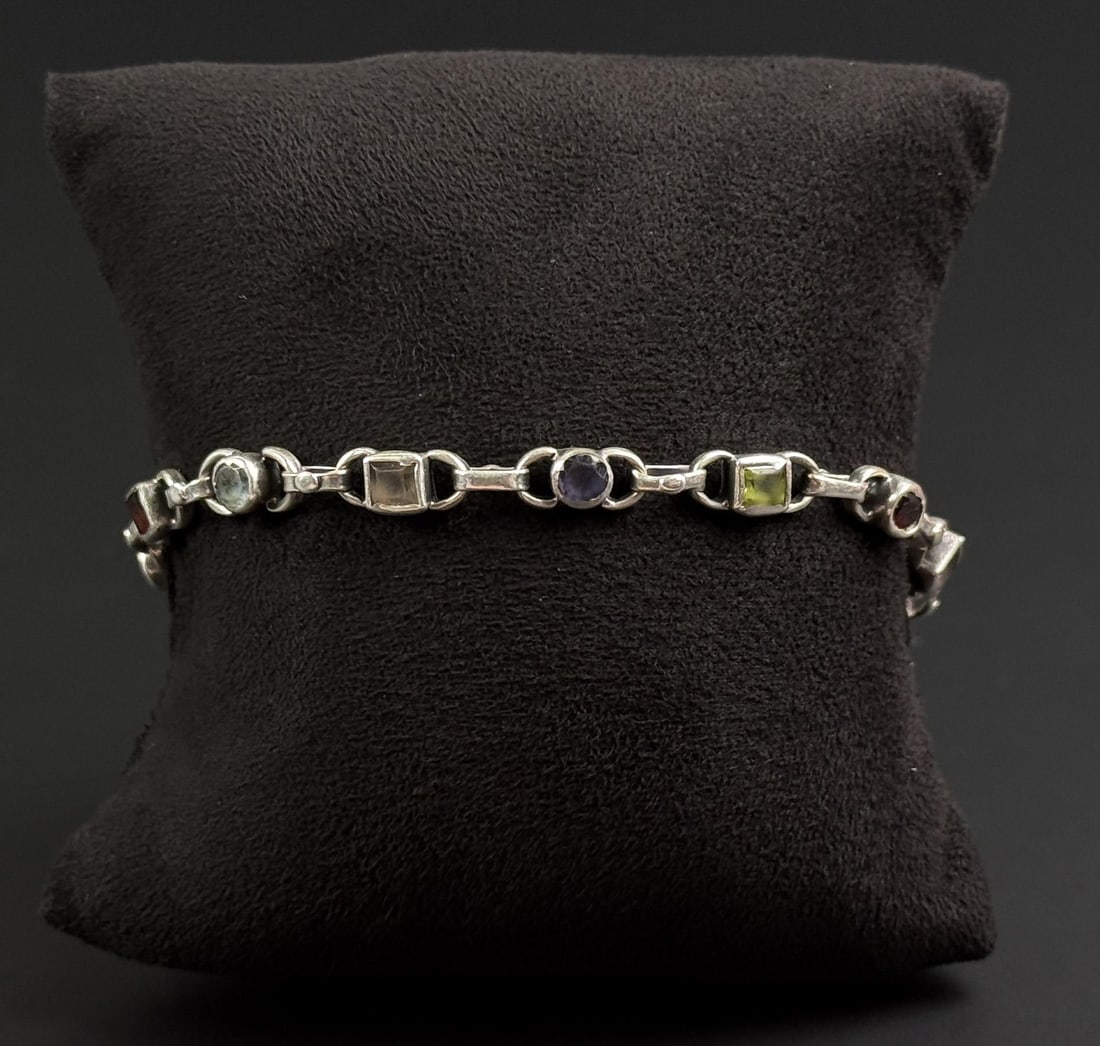Sterling Silver Semi Precious Stone Bracelet (1 of 4)