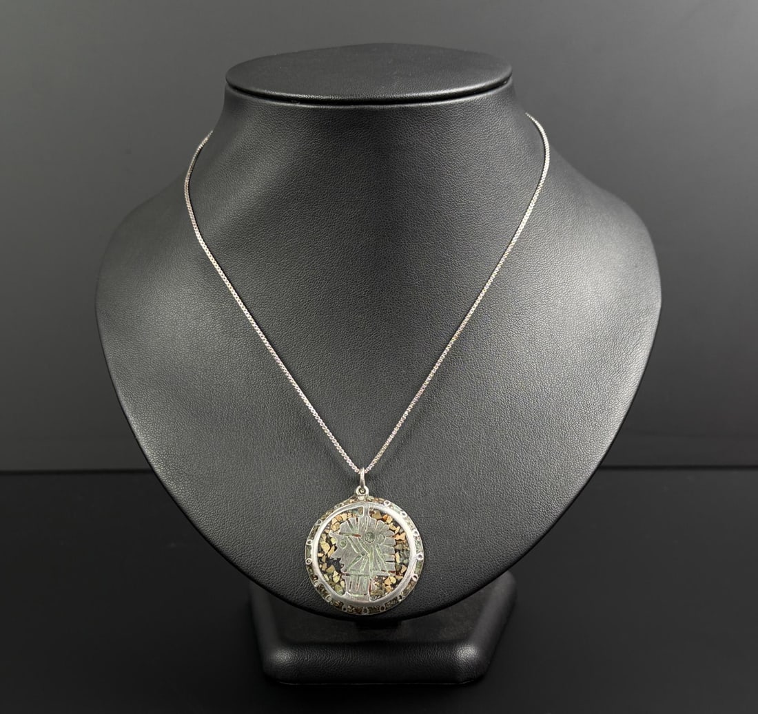 Estado Taxco Aztec Sterling Silver Necklace (1 of 4)