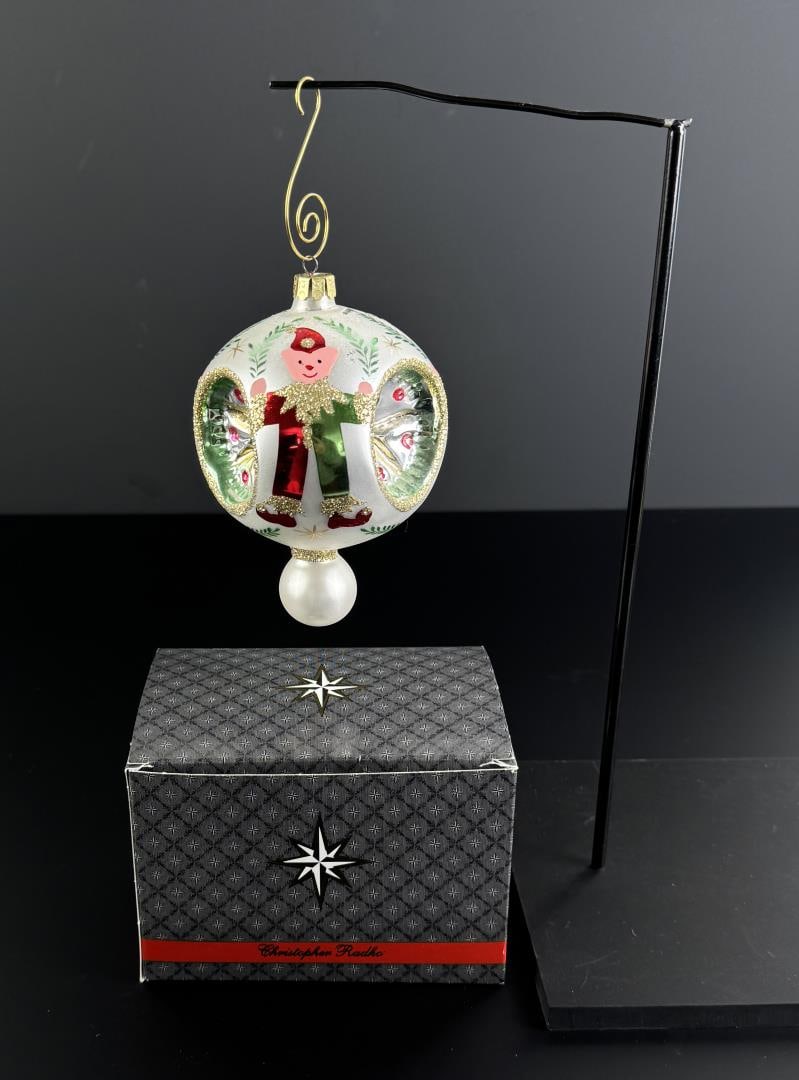 1992 Christopher Radko Elf Reflector Ornament: 4 1/2" by 4" by 3 1/2"