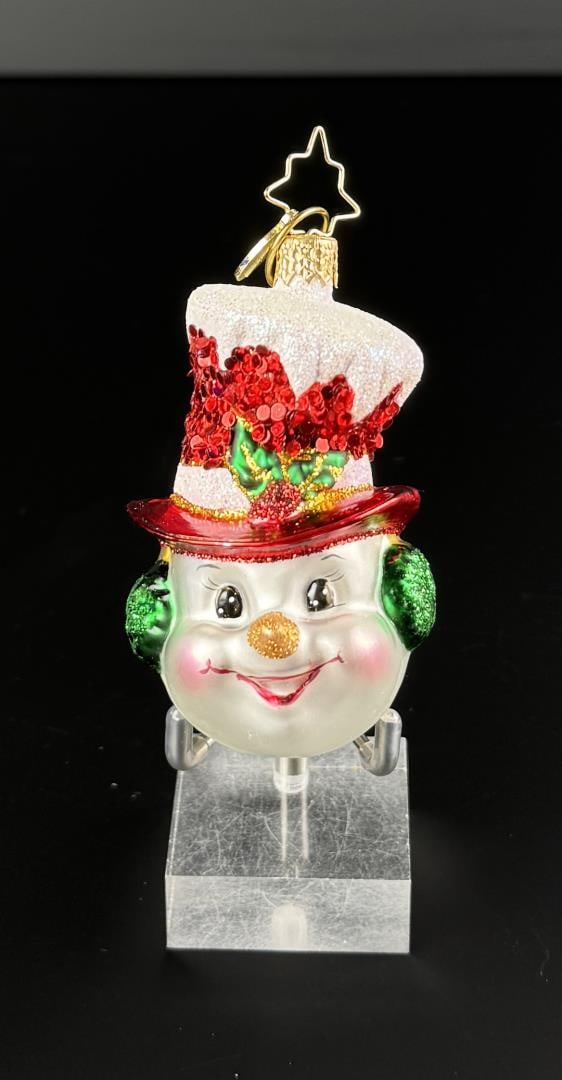 Christopher Radko Top Hat Tidings Ornament: 3 5/8" by 1 3/4" by 1 3/4"
