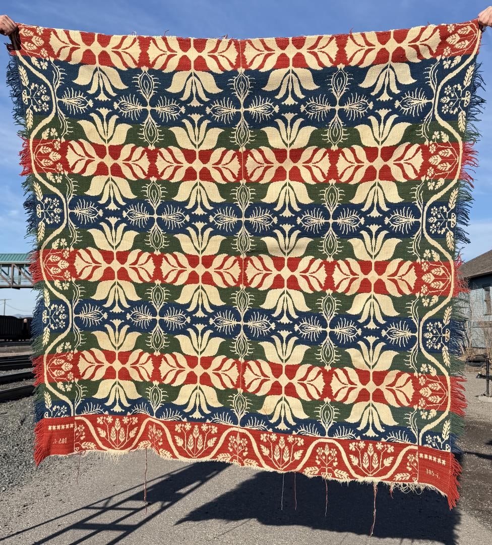 1854 Pennsylvania Jacquard Four Color Coverlet (1 of 11)