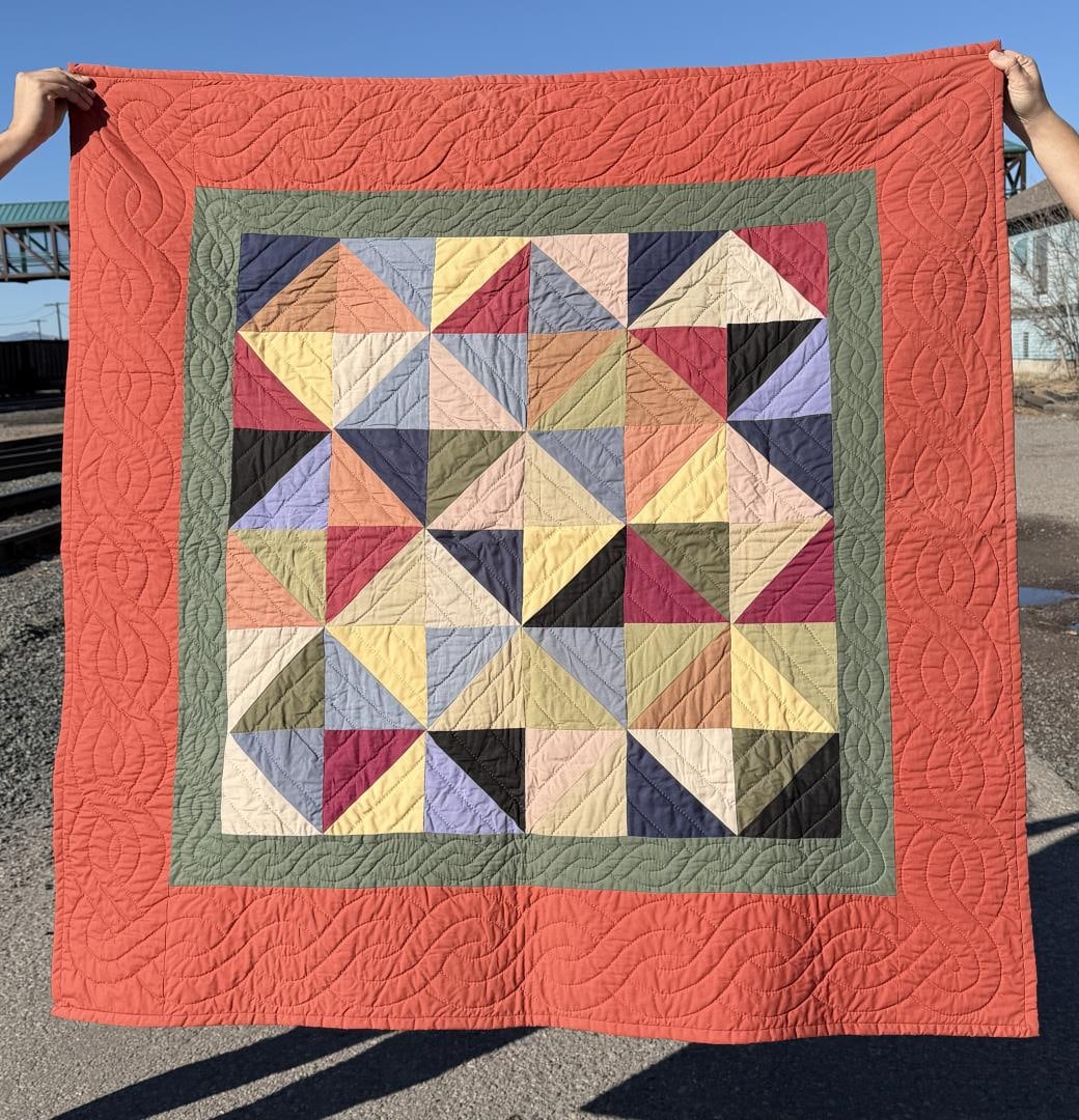 Pennsylvania Amish Blocks Quilt: 54 1/2" by 54 1/2".