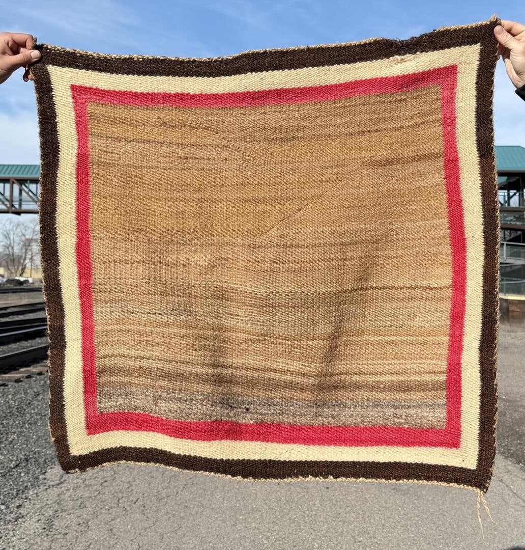Navajo Indian Square Saddle Blanket: 34" by 35".