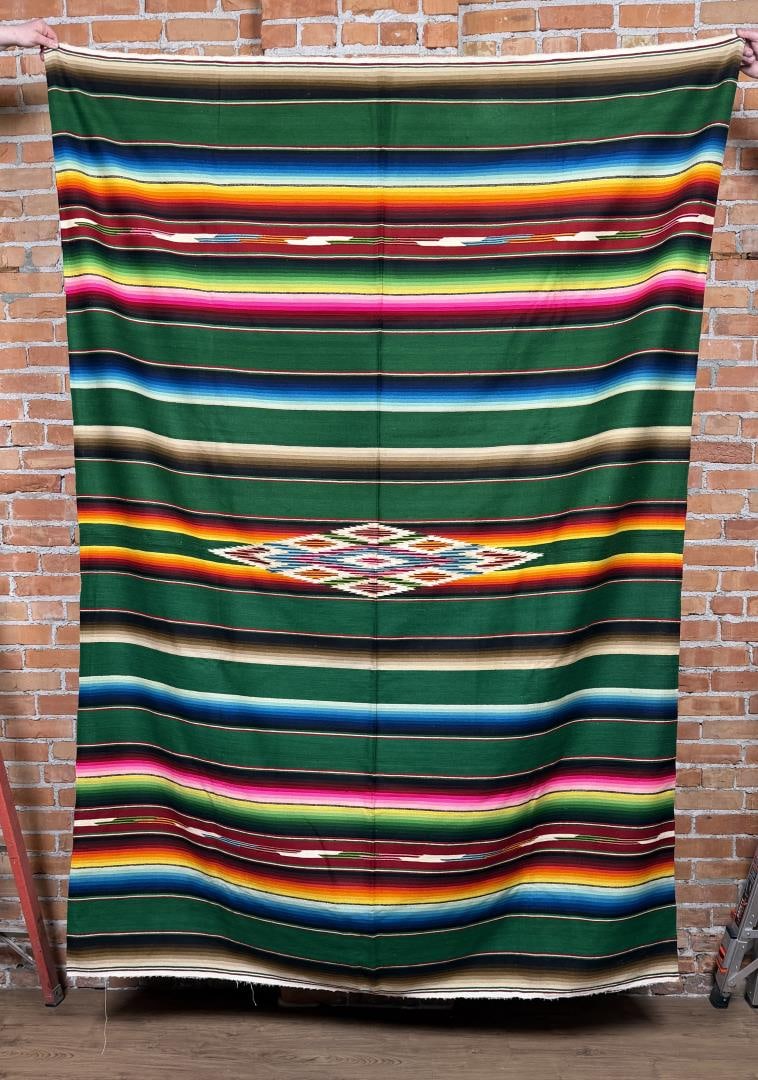 Mexican Wool Serape Saltillo Blanket: 66 1/2" by 96"