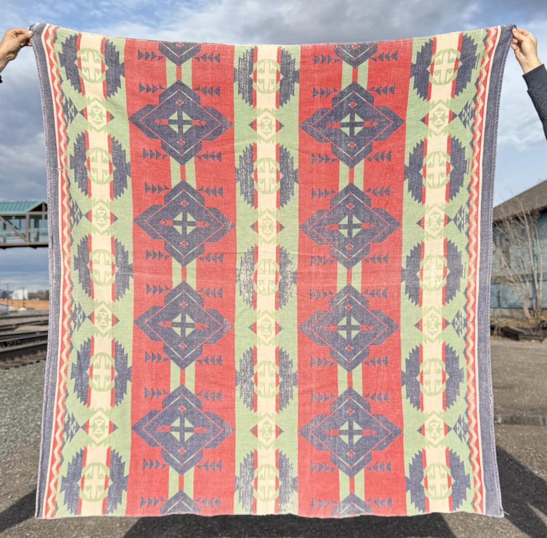 Antique Beacon Camp Blanket: 62 1/2" by 68 1/2".