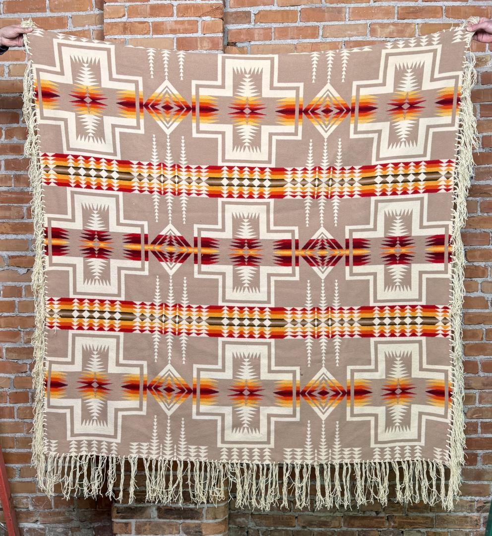 Pendleton Chief Joseph Blanket: 63 1/2" by 65 1/2" without fringe.