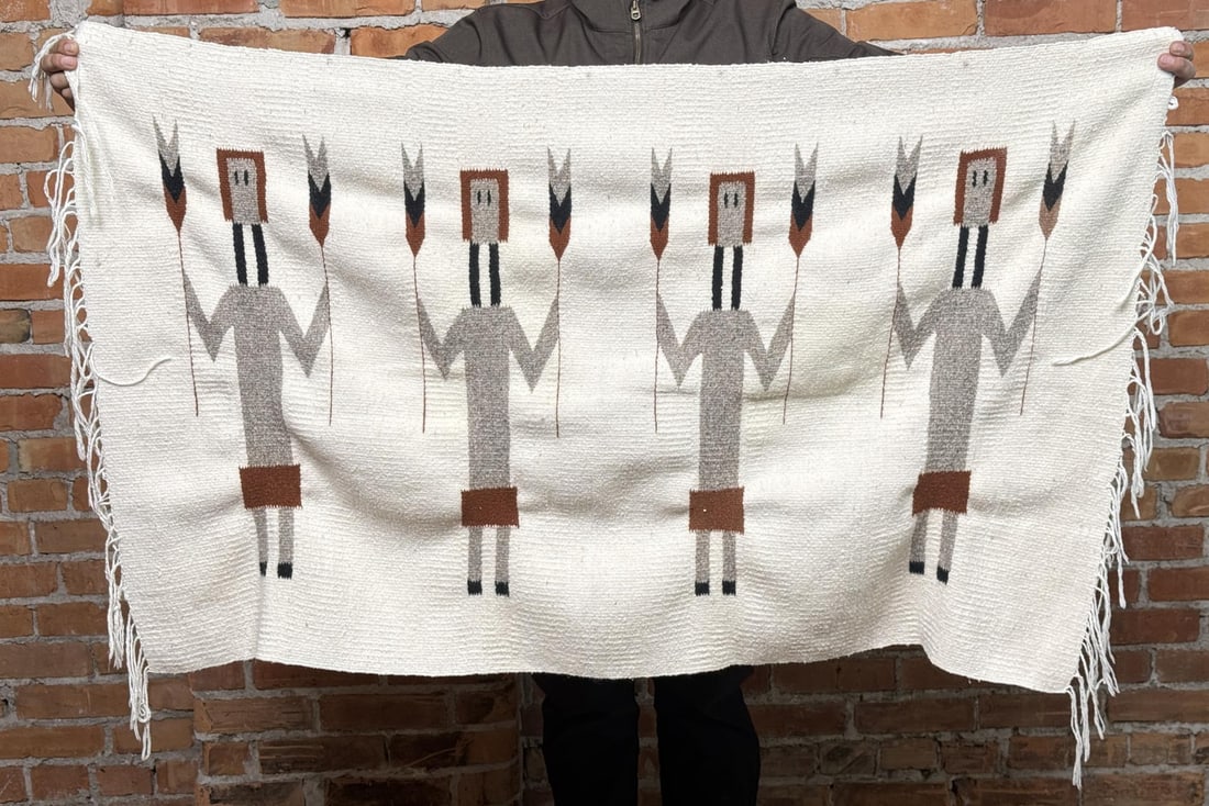 Mexican Navajo Indian Yei Pattern Rug: 30 1/2" by 50".