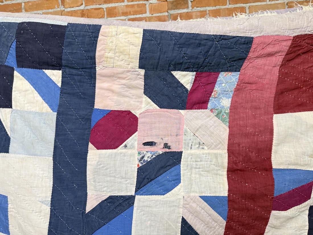 1890s Patchwork Feed Sack Quilt - 4