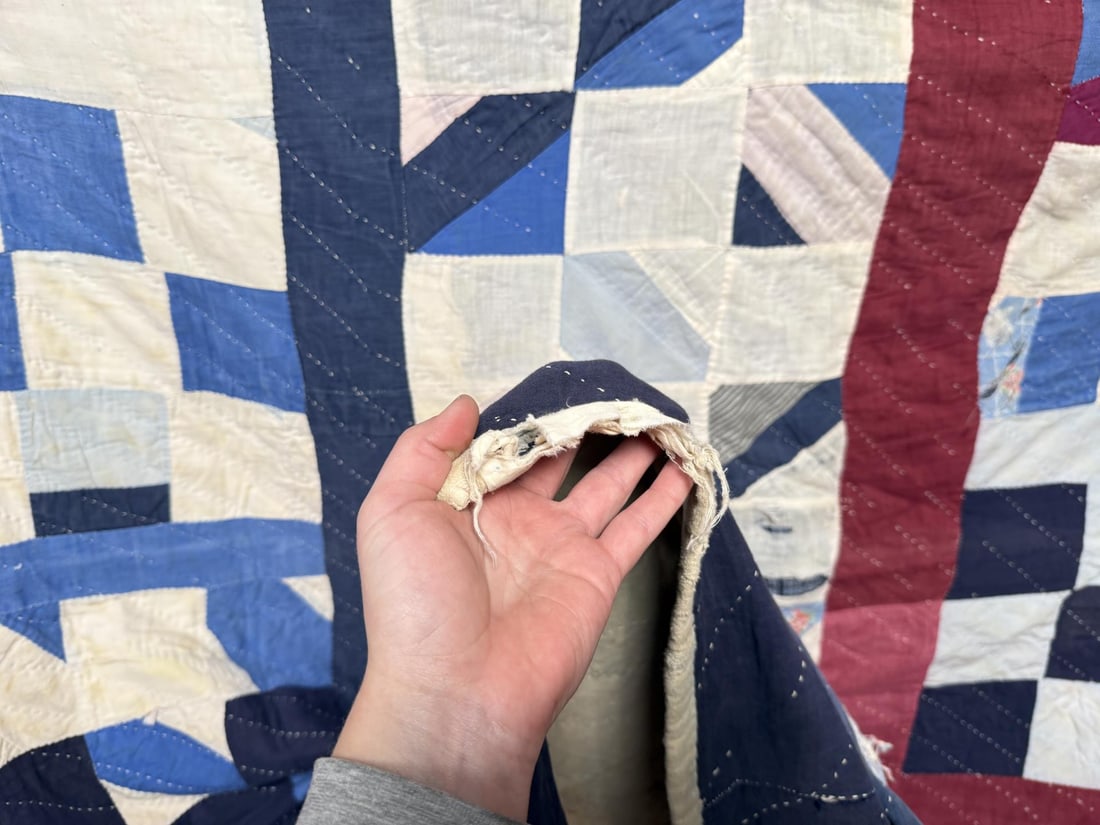1890s Patchwork Feed Sack Quilt - 6