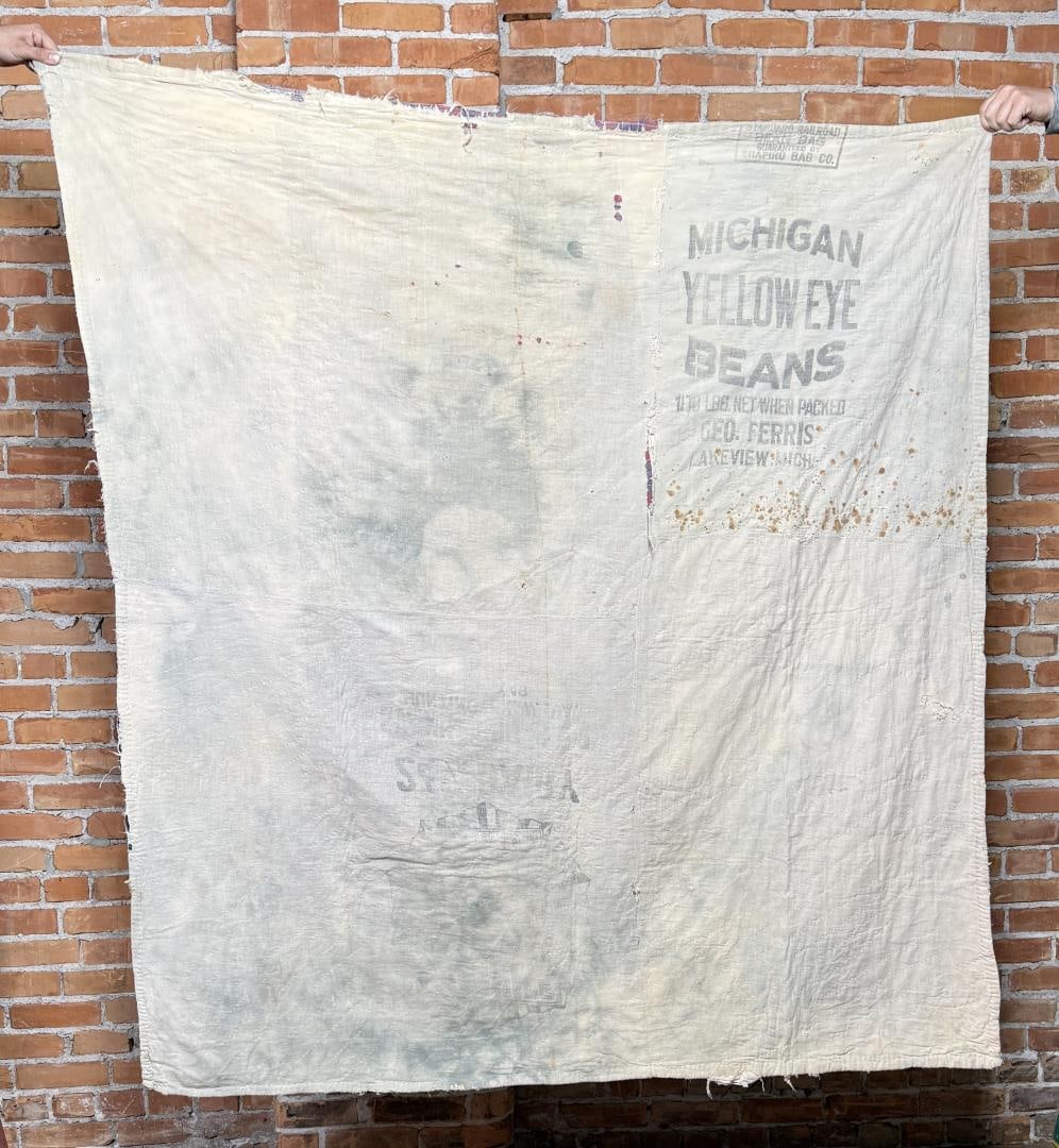 1890s Patchwork Feed Sack Quilt - 7