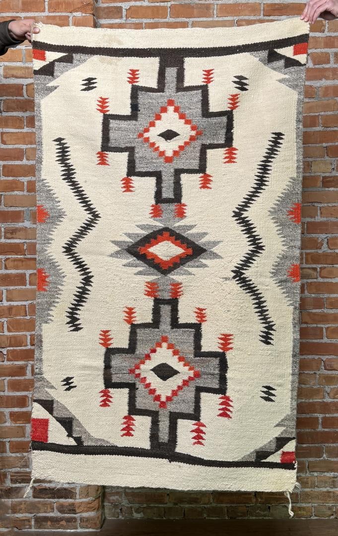 Navajo Indian Transitional Wearing Saddle Blanket: 37" by 63".