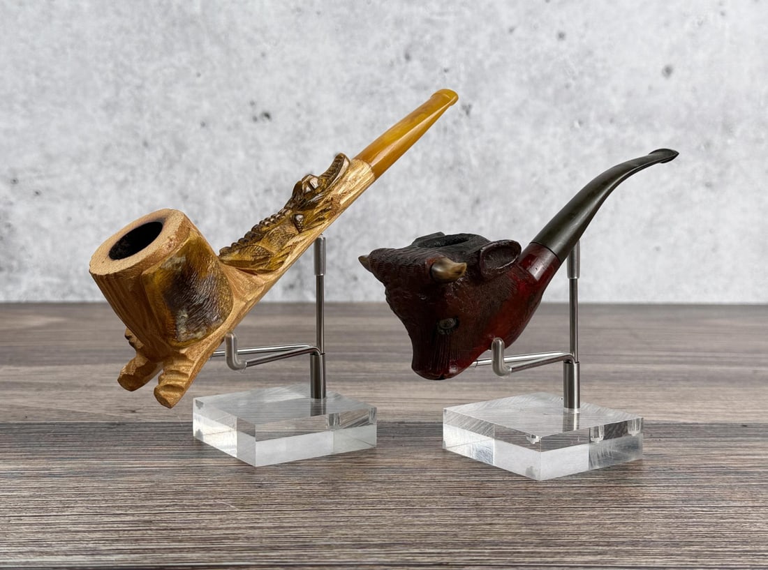 Bull Head and Crocodile Tobacco Pipes: Nice grouping
