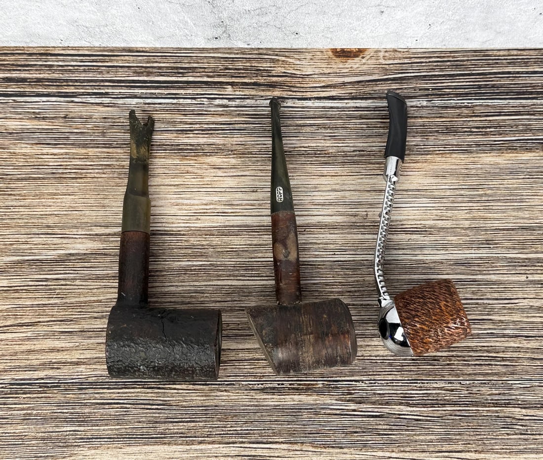 Estate Collection of Tobacco Pipes: Viking, Ropp, and one unbranded. Largest is 5 5/8" long.