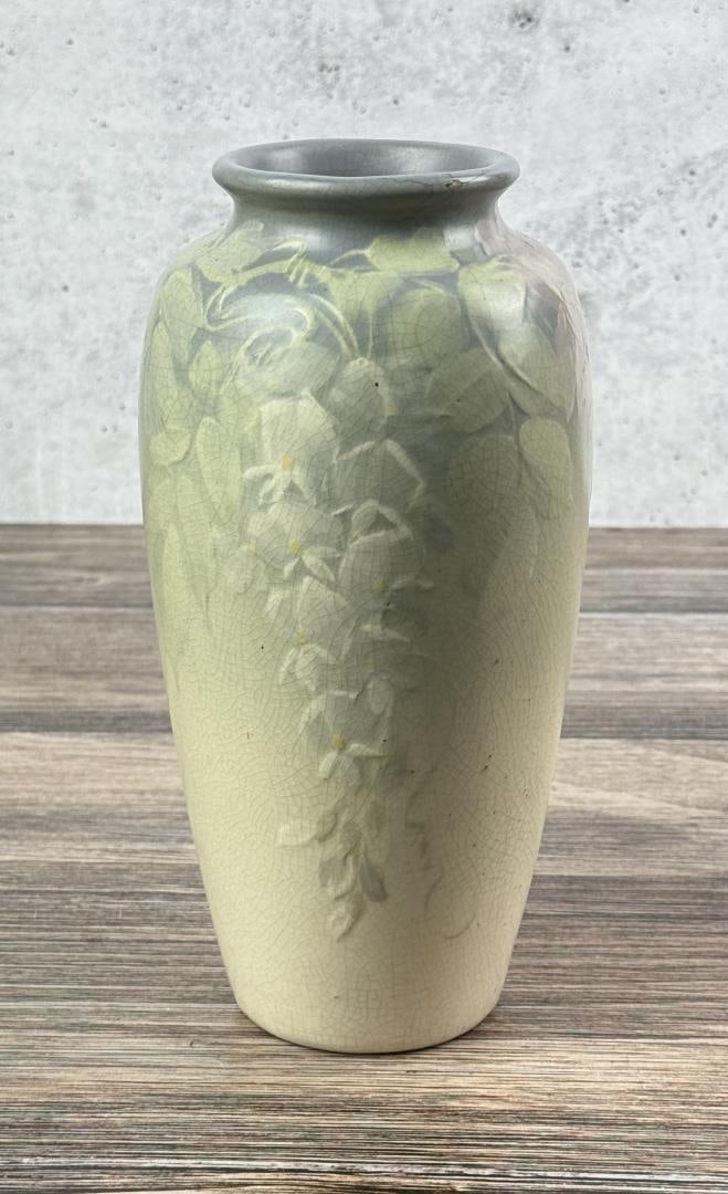 Weller Hudson Light Cascading Wisteria Vase: 9 1/8" tall, 4 5/8" diameter.