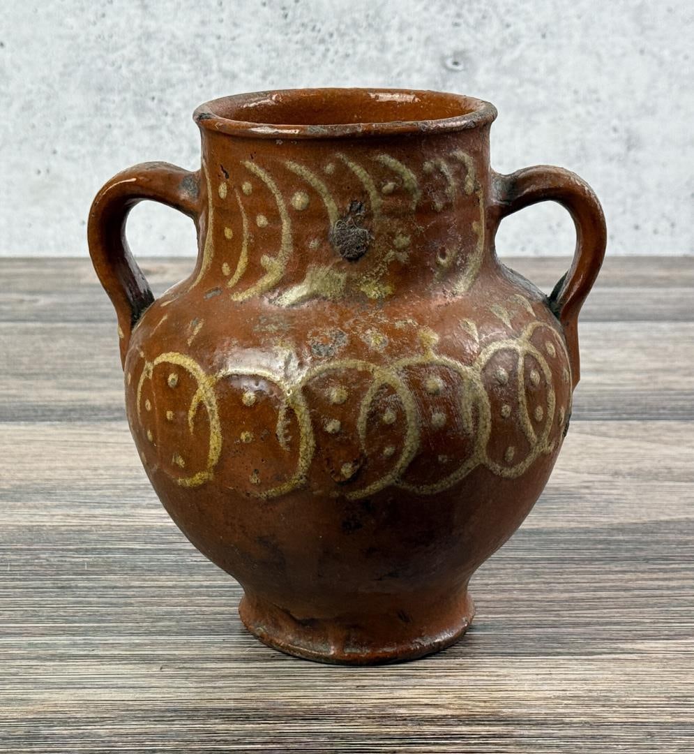 Redware Slipware Handled Jug (1 of 5)
