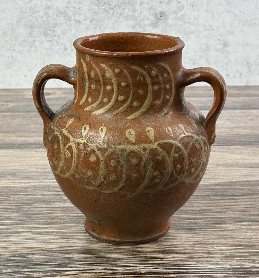 Redware Slipware Handled Jug - 2
