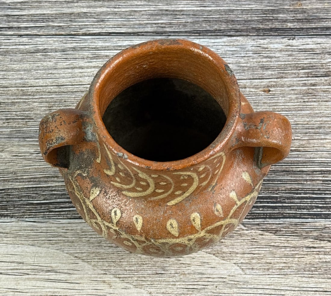 Redware Slipware Handled Jug - 3