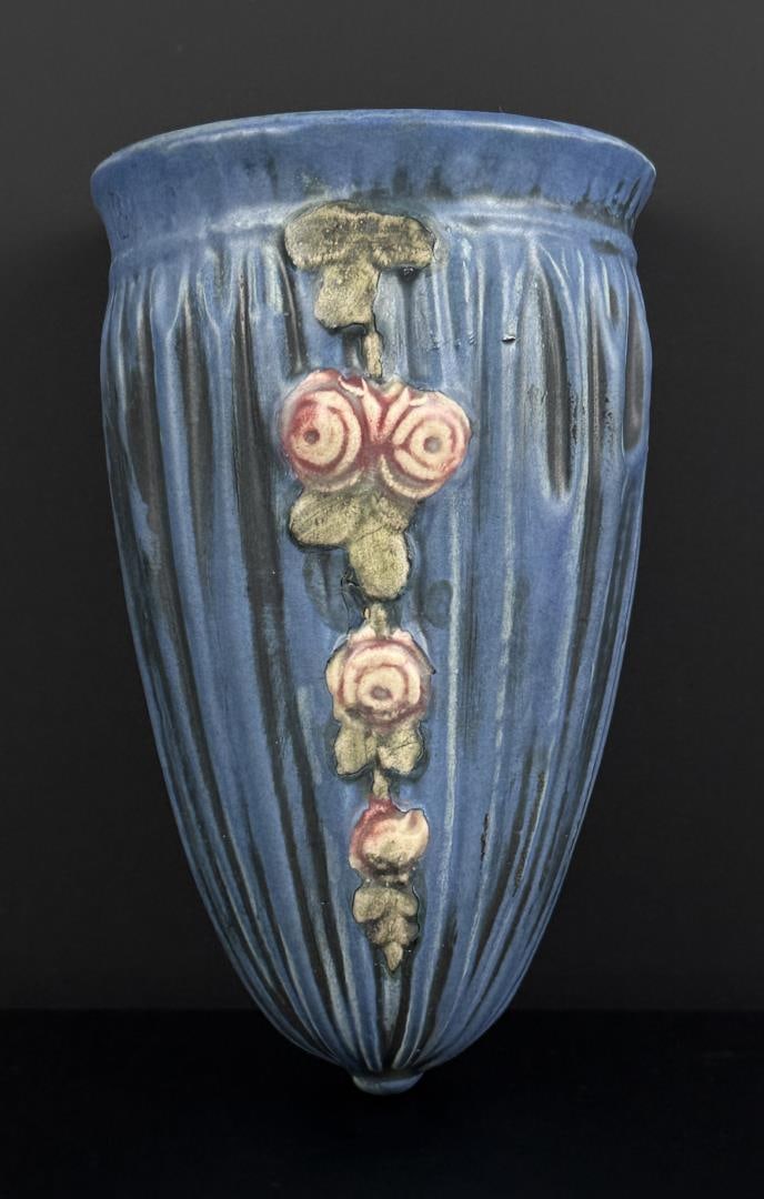 Weller Pottery Blue Drapery Wall Pocket (1 of 5)