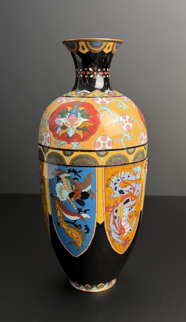 Meiji Period Japanese Cloisonne Vase (1 of 6)