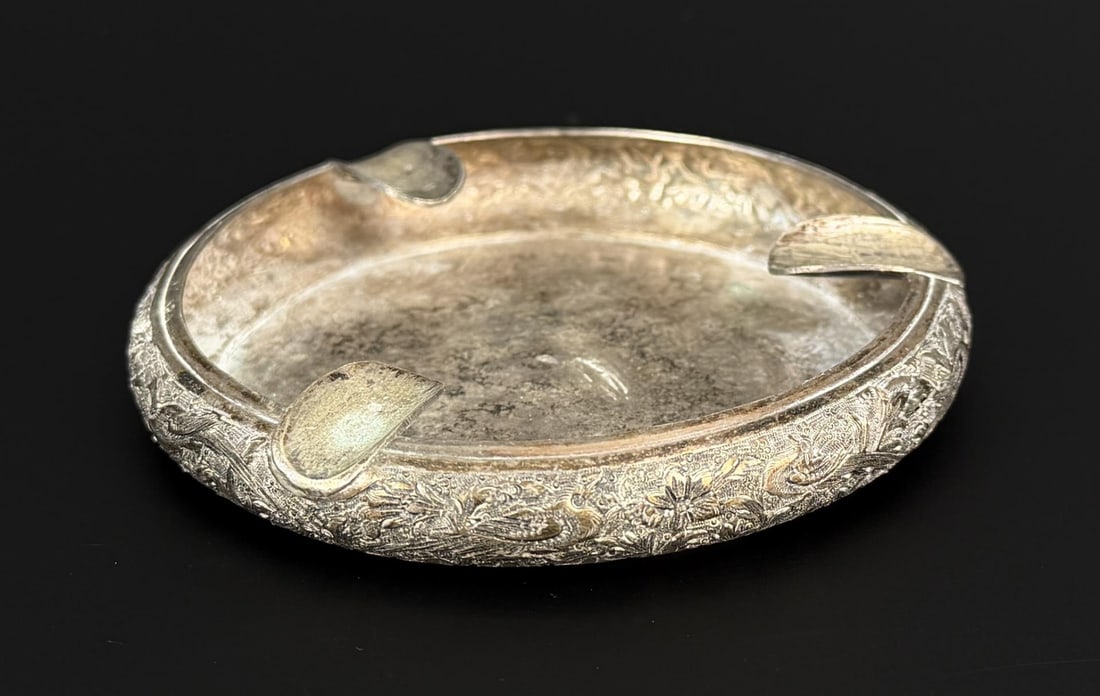 Parvaresh Hallmark Iran 84 Silver Persian Ashtray: 90 grams. 3 3/4" diameter, 1/2" tall.