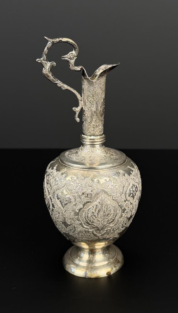 Parvaresh Hallmarked Iran 84 Silver Persian Ewer: 7 3/4" tall, 3 1/4" diameter. 255 grams.