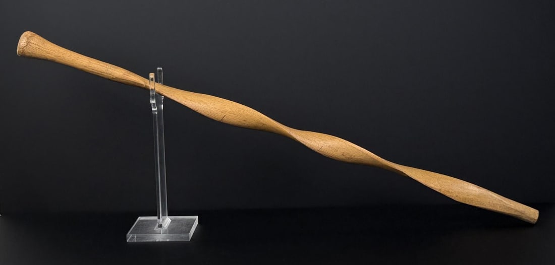 Folk Art Twisted Wood Walking Stick Cane: 34 3/4" long.