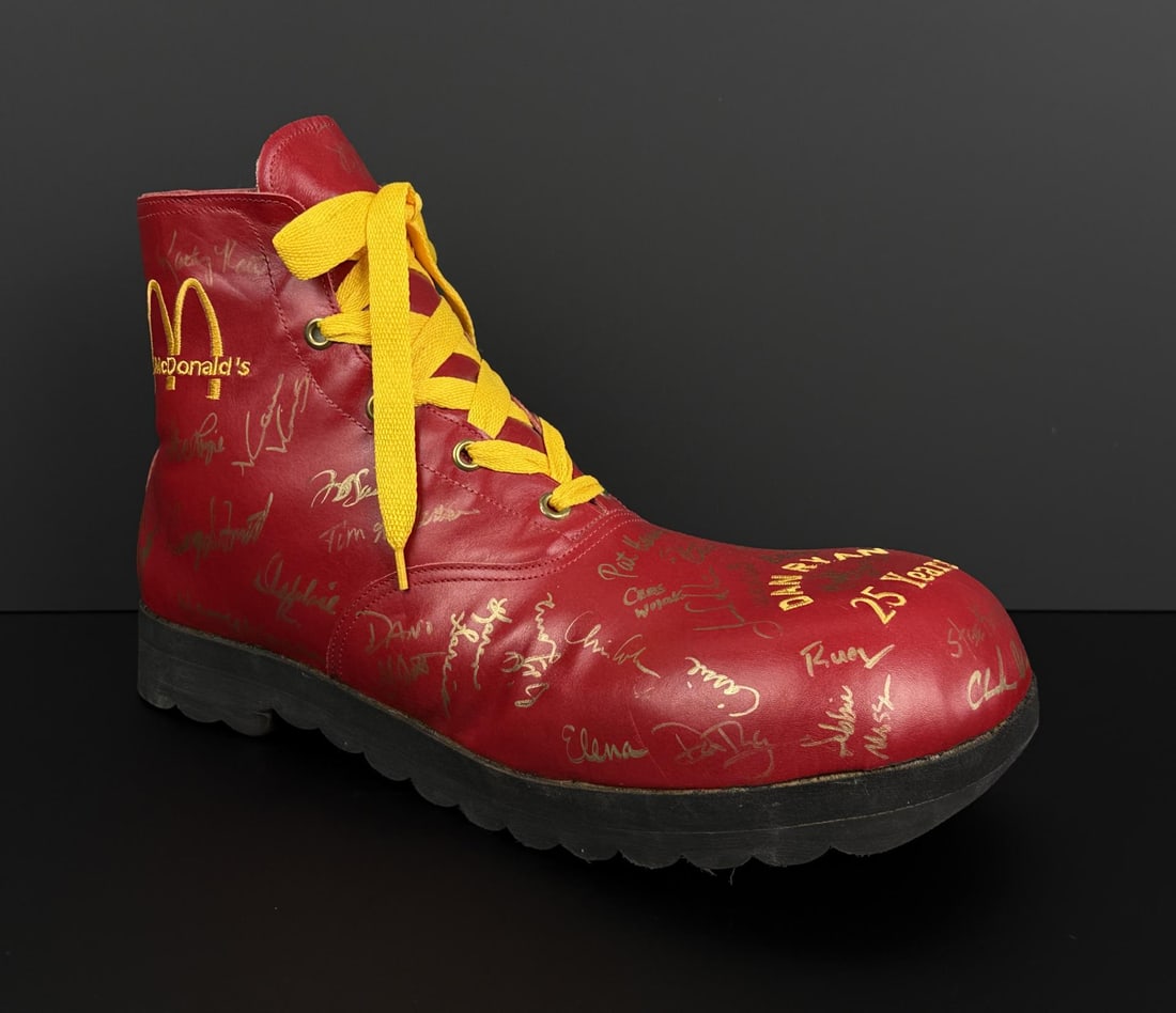 Mcdonalds Corporate Presentation 25 Years Shoe: Given to franchisee Dan Ryan for 25 Years. 15" by 9 5/8" by 6 5/8"