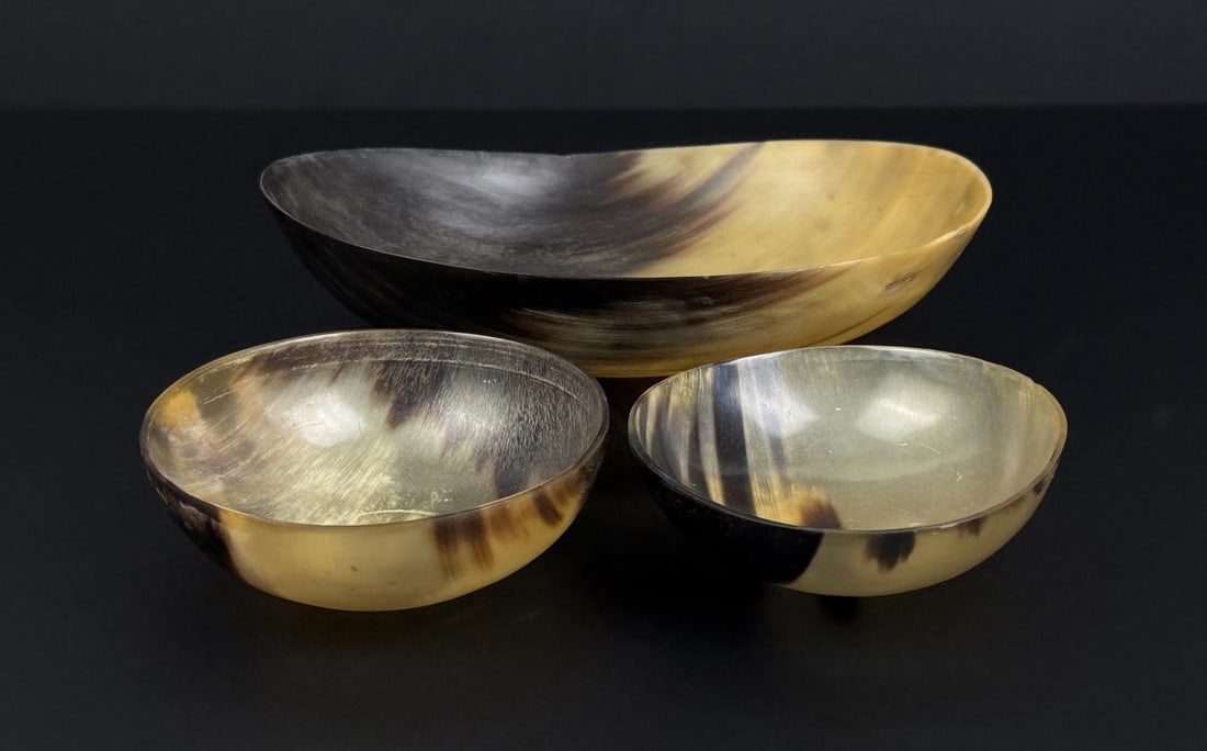 Antique Frontier Folk Art Steer Horn Bowls: Nice grouping