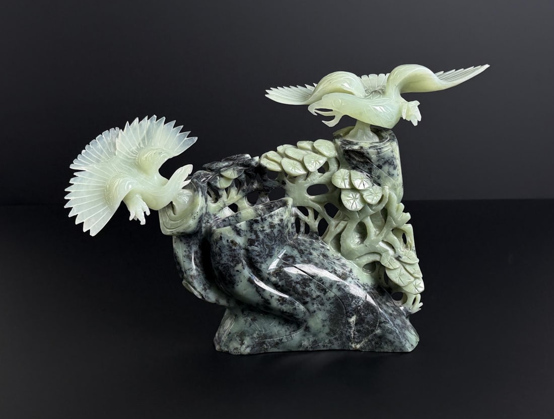 Chinese Jade Eagles Carving: 15 1/4" by 10 1/4" by 5 1/2"