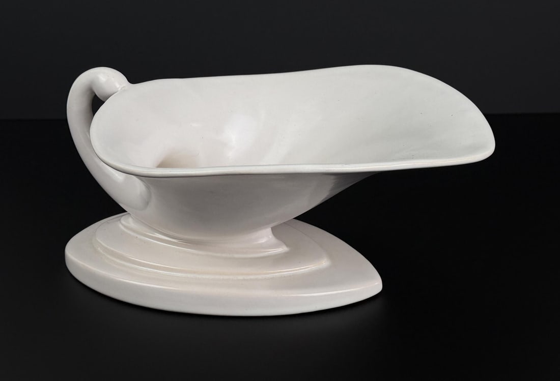 Roseville Pottery 2 White Cream Cornucopia Planter: 10 5/8" by 9 3/4" by 5 1/4".