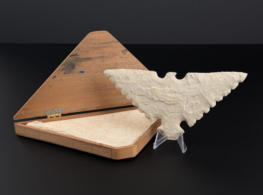 Native American Indian Arrowhead Effigy: 9 1/2" by 4 5/8" by 7/8". Age unknown, but likely more contemporary.