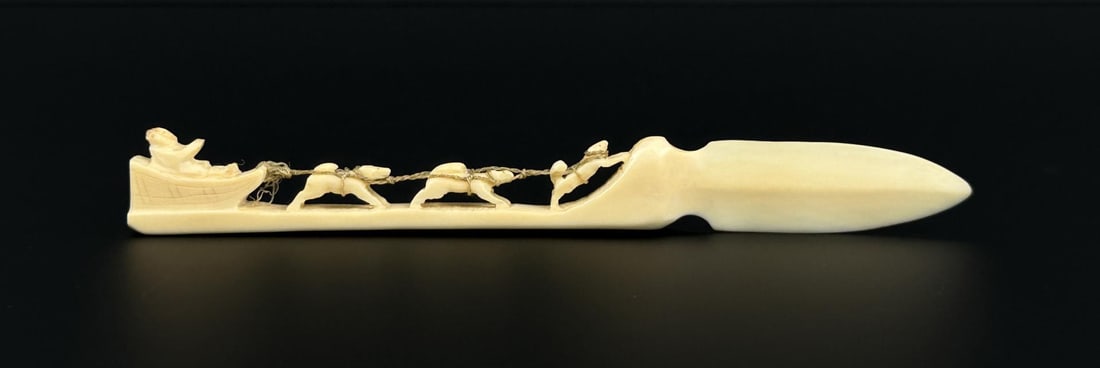 Alaskan Inuit Eskimo Ivory Carved Dogsled Team (1 of 4)