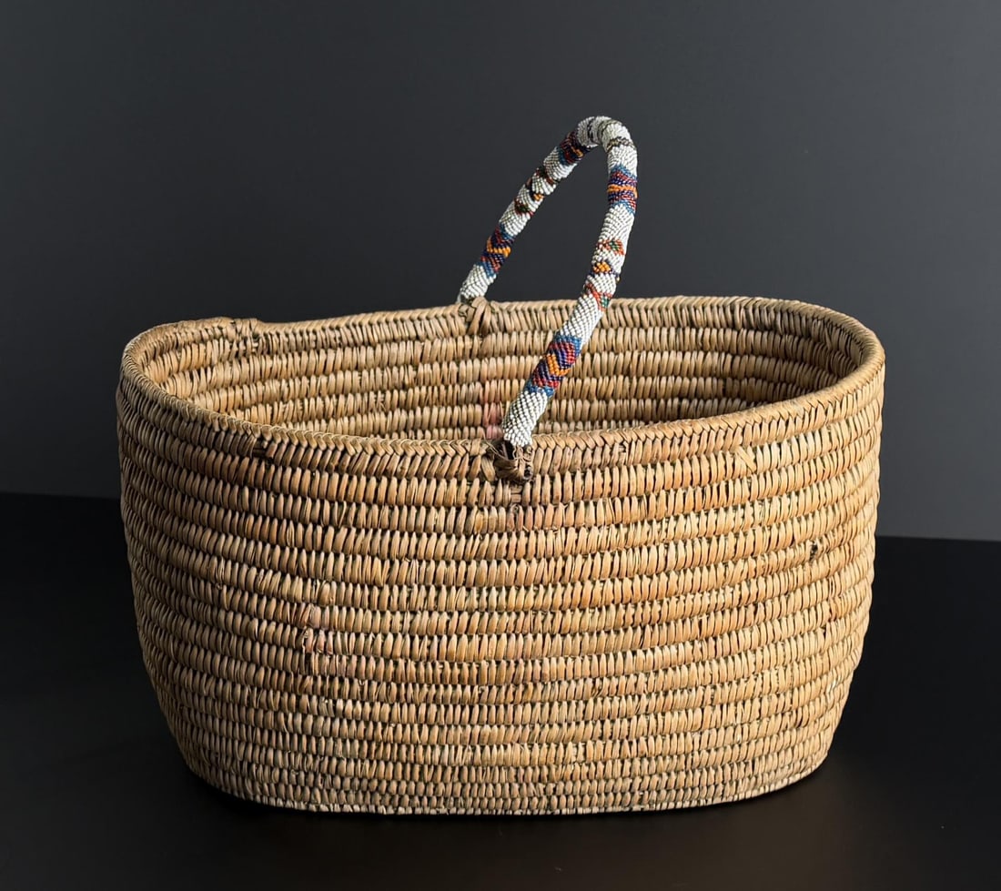 Jicarilla Apache Beaded Handle Swastika Basket (1 of 15)