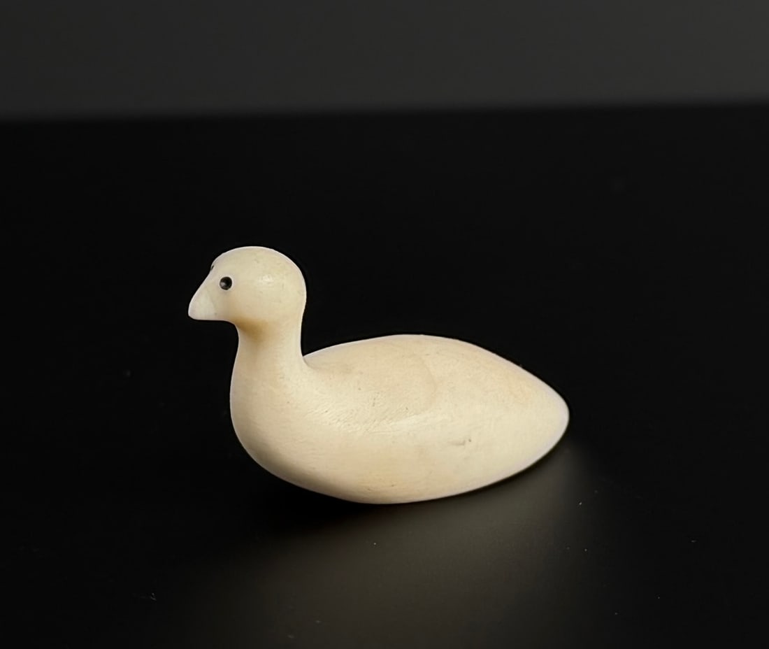 Alaskan Inuit Eskimo Ivory Snow Goose Carving: 1 3/4" long. Native made prior to 1972. This item cannot be shipped Internationally, or any other state that prohibits.