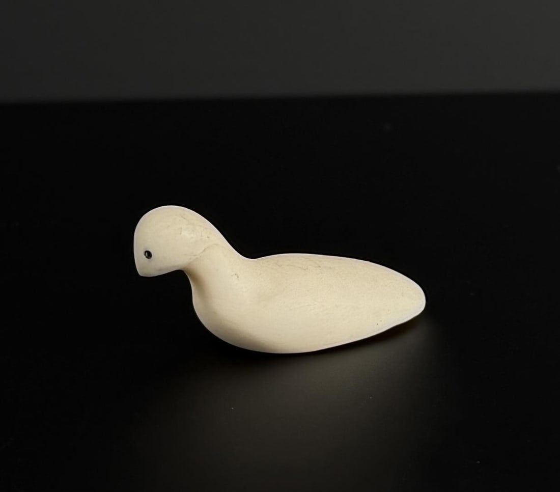 Alaskan Inuit Eskimo Ivory Snow Goose Carving: 1 1/2" long. Native made prior to 1972. This item cannot be shipped Internationally, or any other state that prohibits.