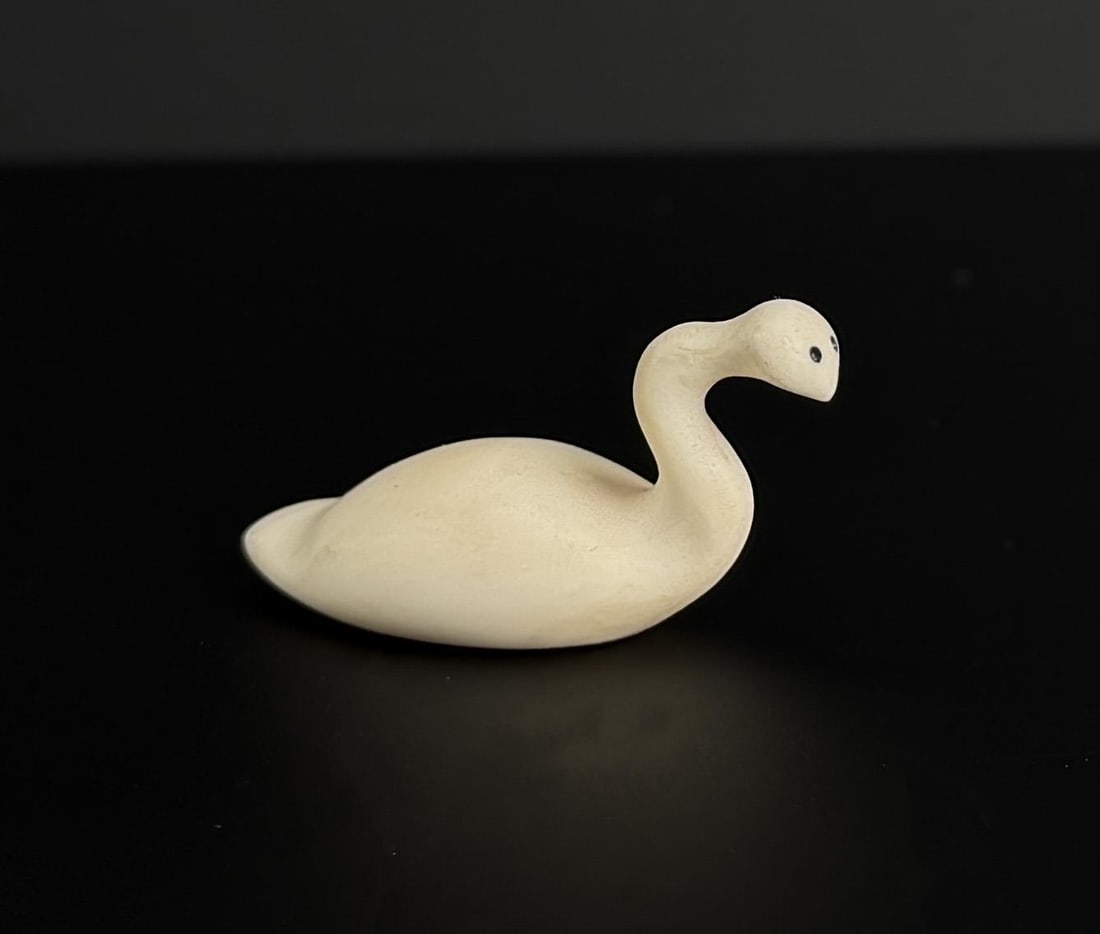 Alaskan Inuit Eskimo Ivory Swan Carving: 1 3/4" long. Native made prior to 1972. This item cannot be shipped Internationally, or any other state that prohibits.