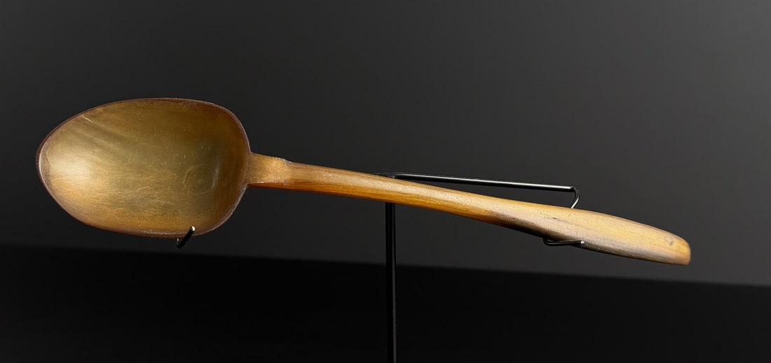 Haida Northwest Coast Indian Sheep Horn Spoon: 10" long. Provenance: Ex Western Reserve Historical Society, Cleveland, Ohio