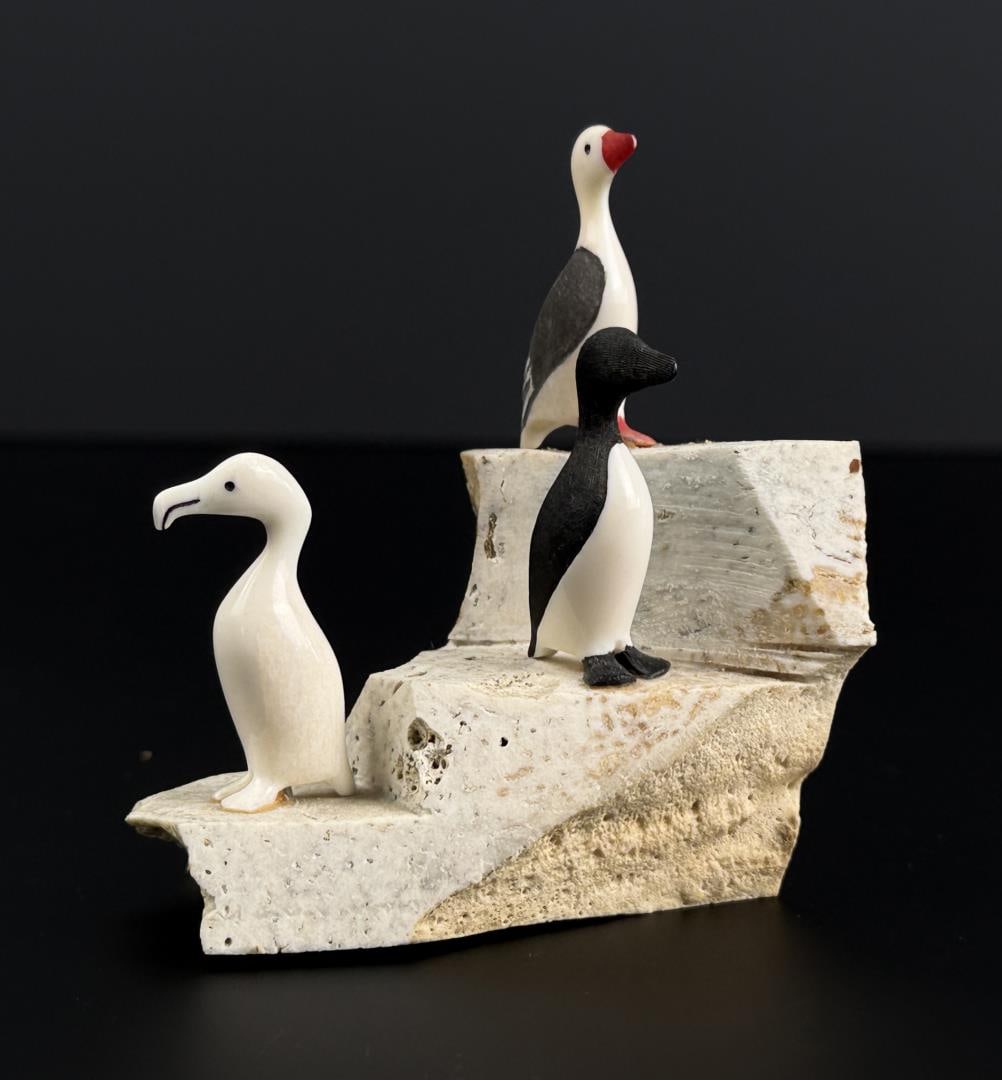 Stanley Seeganna Alaskan Inuit Eskimo Carving: 3 1/4" by 3 1/8" by 1 3/4". Carved Walrus Ivory. Native made prior to 1972. This item cannot be shipped to Oregon, California, Hawaii, New York, New Jersey, Internationally, or any other state that