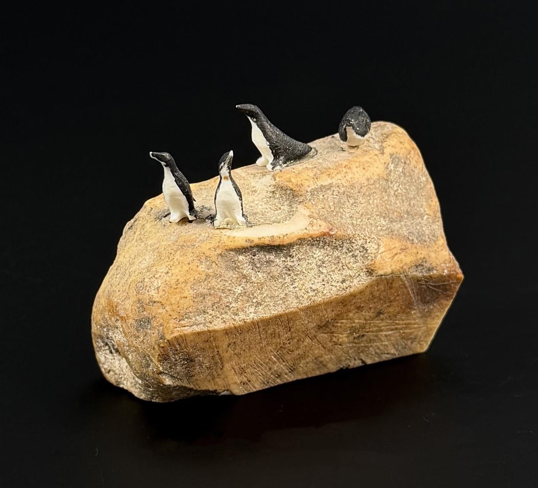 Alaskan Inuit Eskimo Carved Ivory Seabirds: 2 1/2" by 1 3/4" by 1 1/8". Carved Walrus Ivory. Native made prior to 1972. This item cannot be shipped to Oregon, California, Hawaii, New York, New Jersey, Internationally, or any other state that